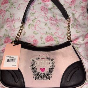 Juicy Couture Brown and Pink Embroidered Shoulder Bag